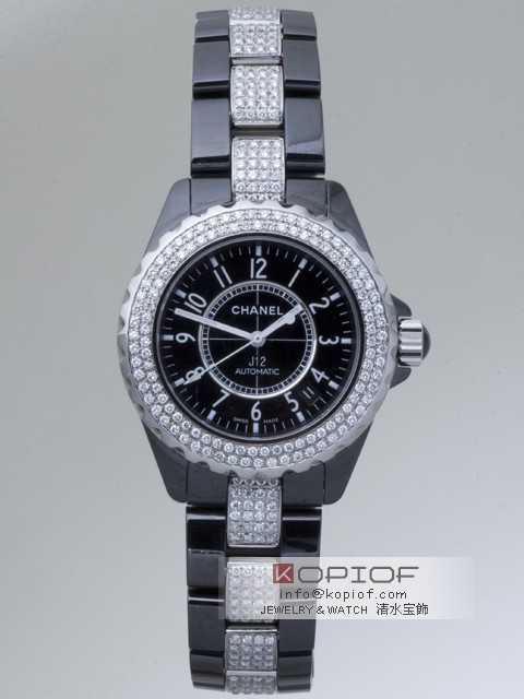 シャネルJ12  スーパーコピーシャネル J12 H0685 38mm ブラックセラミックブレス センターブレスダイヤアフター ブラック
