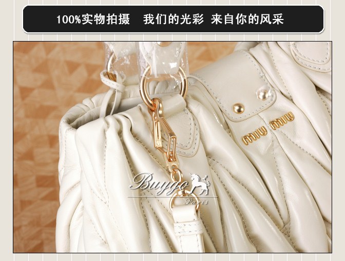 ミュウミュウ スーパーコピー ストラップ付きギャザーハンドバッグ RN0473 MATELASSE LUX MUGHETTO