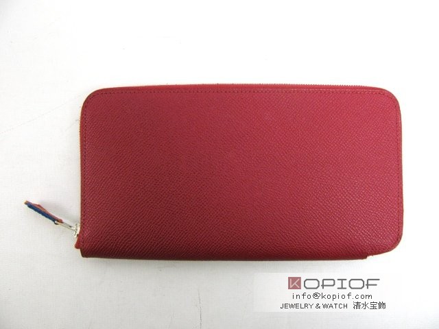 エルメス アザップ スーパーコピーシルクイン ラウンド長財布 ヴォーエプソン/ルビー（金具：シルバー） hr302