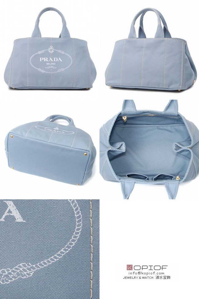 プラダ カナパ 新作 2020 コピー春夏新作DENIMロゴプリントキャンバストートバッグ B1872B DENIM PERVINCA