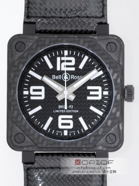 ベル＆ロス スーパーコピーBell＆Ross BR01-92 CARBON FIBER カーボンベルト ブラックカーボン/ホワイトアラビア