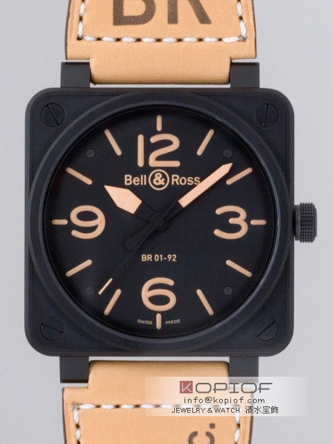 ベル＆ロス スーパーコピーBR01-92 HERITAGE カーフベルト ブラック/オレンジアラビア