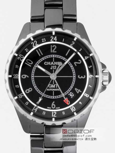 シャネルJ12 スーパーコピーH3102 38mm GMT ブラックセラミック ブラック