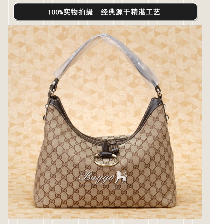 グッチ バッグ スーパーコピーグッチ 232961 FWCGN 9767 Icon Bit ミディアム ホーボーバッグ ベージュ×ダークブラウン