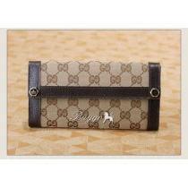 グッチ 財布 スーパーコピーグッチ GGキャンバス Wホック長財布ベージュ×ダークブラウン 【1...