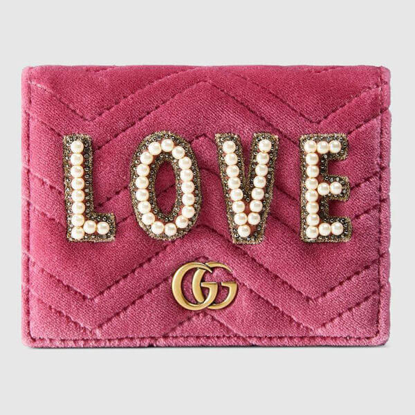 グッチ 財布 コピー グッチ LOVE GGマーモントエンブロイダリー ベルベットウォレット