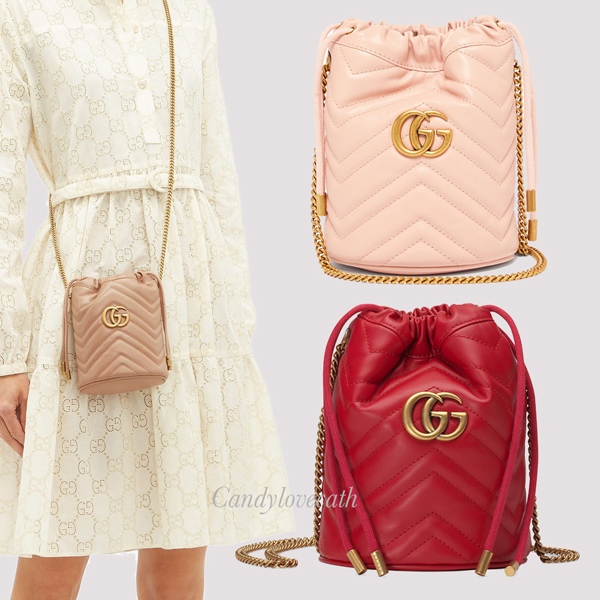 2025新作限定人気 グッチコピー∞∞ グッチ ∞∞ GG Marmont Mini leather バケットショルダー