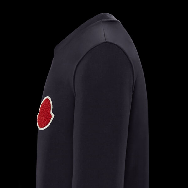 モンクレール t シャツ コピー Moncler スウェットシャツメンズライン ダークブルー 胸ワッペン 2025春夏新作コレクション