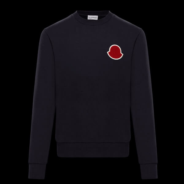 モンクレール t シャツ コピー Moncler スウェットシャツメンズライン ダークブルー 胸ワッペン 2025春夏新作コレクション