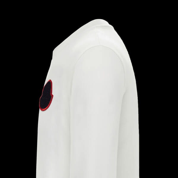 モンクレール t シャツ コピー Moncler メンズライン 胸ワッペン スウェットシャツ ホワイト2025春夏新作コレクション