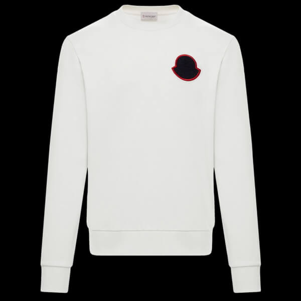 モンクレール t シャツ コピー Moncler メンズライン 胸ワッペン スウェットシャツ ホワイト2025春夏新作コレクション