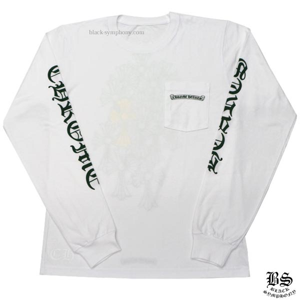 春夏新作 クロムハーツ ロングTシャツ 偽物 グリーンセメタリークロス ホワイト