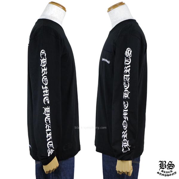 ◆早い者勝ち◆クロムハーツ ロングTシャツ 偽物 スクロールラベル ブラック
