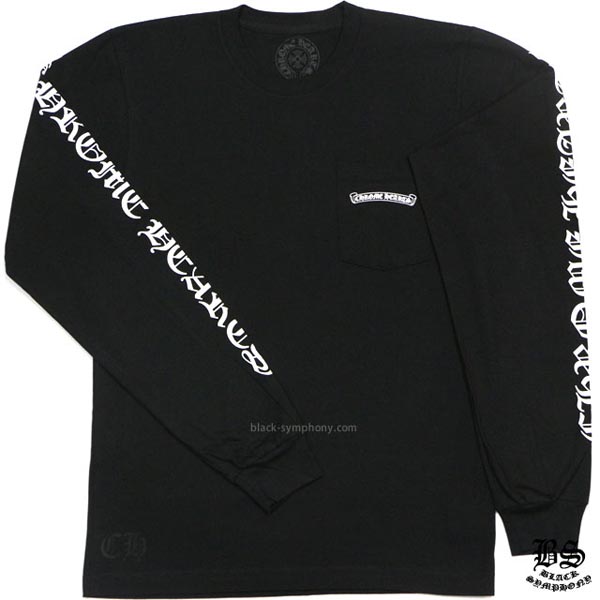 ◆早い者勝ち◆クロムハーツ ロングTシャツ 偽物 スクロールラベル ブラック