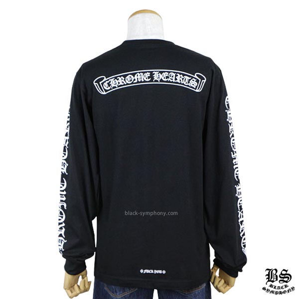 ◆早い者勝ち◆クロムハーツ ロングTシャツ 偽物 スクロールラベル ブラック
