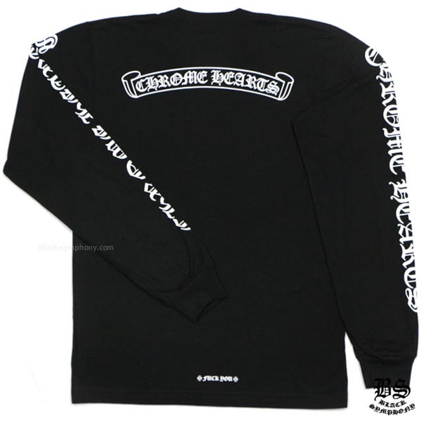 ◆早い者勝ち◆クロムハーツ ロングTシャツ 偽物 スクロールラベル ブラック
