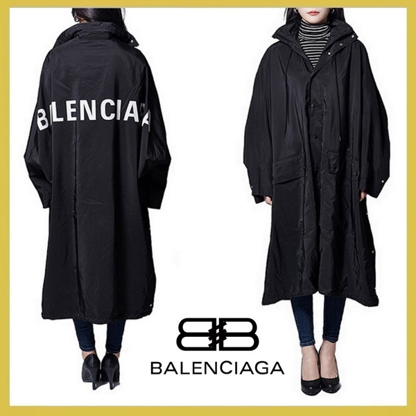 バレンシアガ★パロディオペラ・コピーレインコート back logo opera rain coat black