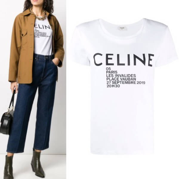 新作 セリーヌ Tシャツ 偽物 セリーヌ Paris ロゴプリント 2X314864J 01OB