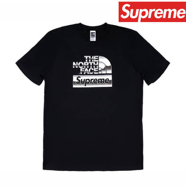 シュプリーム ノースフェイス シュプリーム 偽物 tシャツ The North Face Metallic Logo S/S Top Week 7 コラボ メタリックロゴ