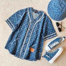 シュプリーム BASEBALL ベースボールシャツ ブルー 1A3F9U MONOGRAM ルイ...