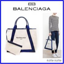  バレンシアガスーパーコピートートバッグ☆Large Canvas Logo Tote☆ NAVY CABAS B6787