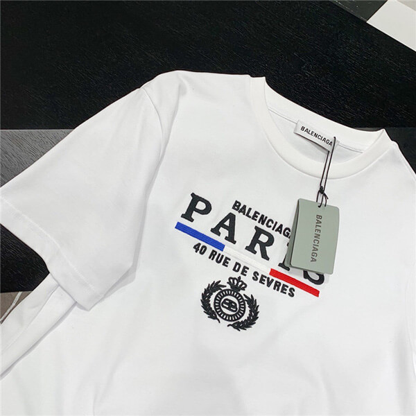 バレンシアガ tシャツ 偽物 2020SS パリ フラッグ レギュラー Tシャツ