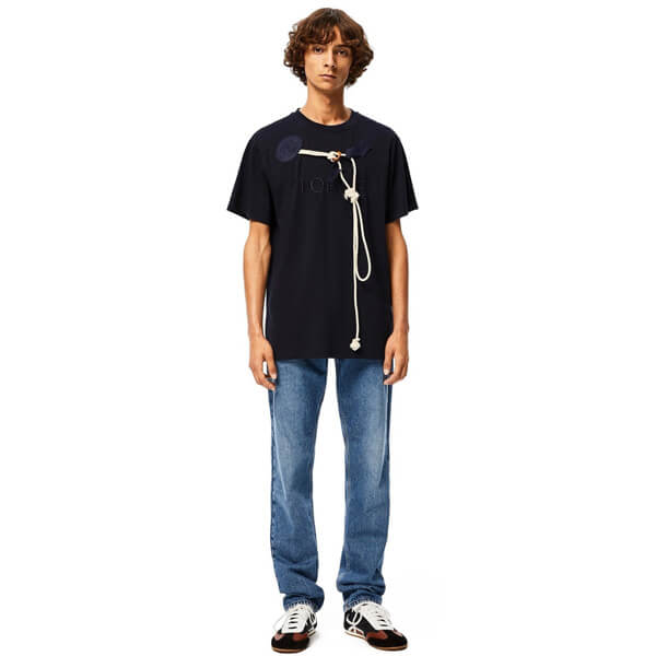 ロエベ tシャツ コピー ロエベ刺繍ロゴ入りクルーネック半袖Tシャツ