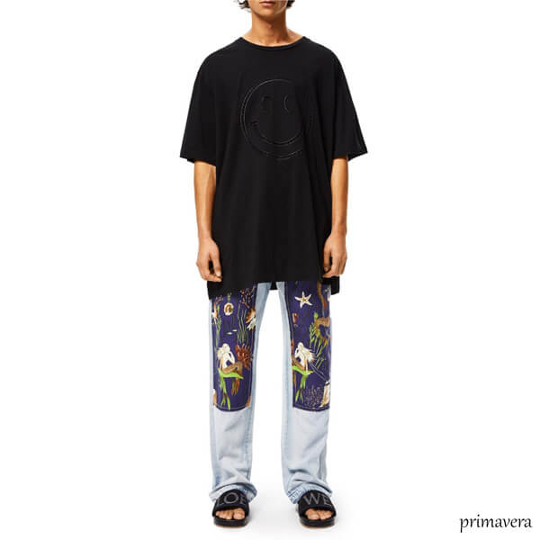 ロエベ tシャツ 偽物 スマイル コットンTシャツ