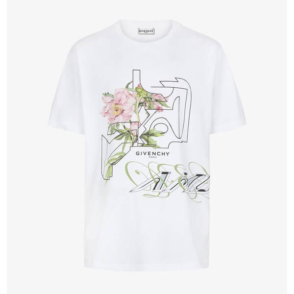  ジバンシー tシャツ 偽物 GIVENCHY 2025新作 フローラル ピオニー プリントTシャツ