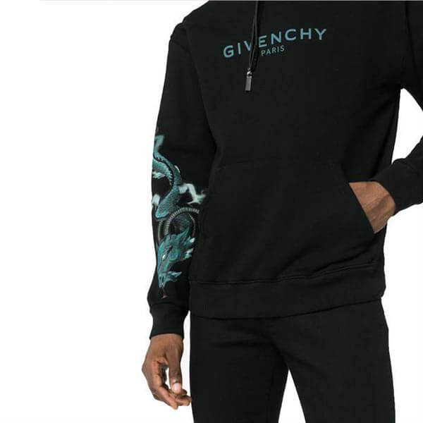 2025新作限定大人気 ジバンシィ偽物 パーカー GIVENCHY 20AW Logo&Dragon BLACK