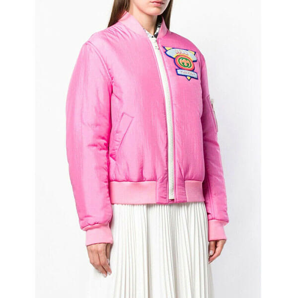 グッチ 偽物★素敵！Appliqued satin shell bomber Jacket