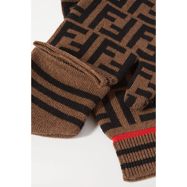 フェンディ カシミヤウールブレンド 手袋 ミトン brown