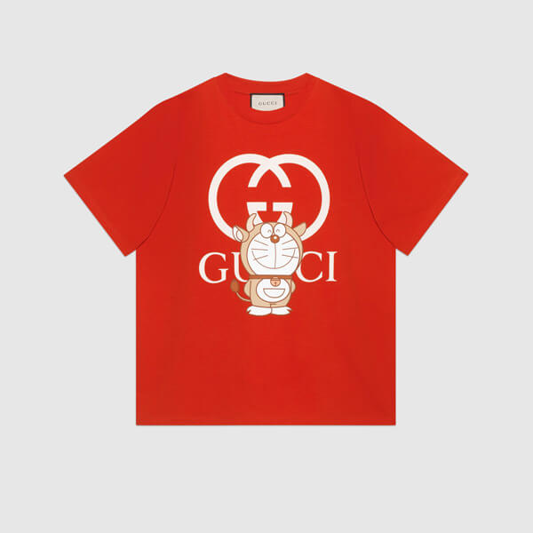 ドラえもん×グッチ オーバーサイズ Tシャツ 偽物 616036 XJDEY 9791