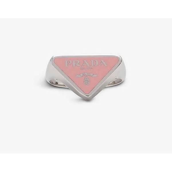 国内発送★プラダ★Logo enamel Silver リング925
