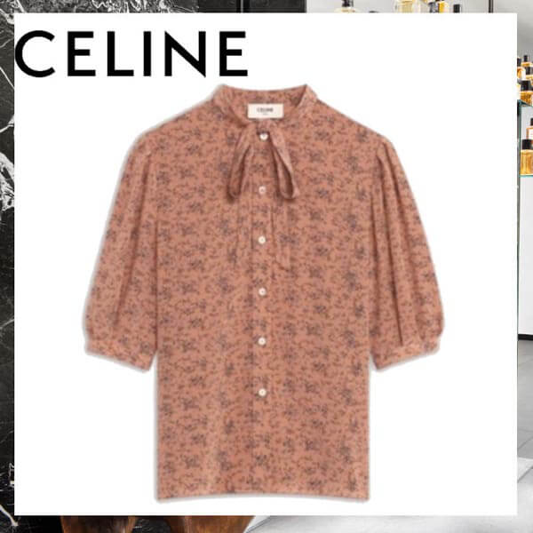 ＜新作21SS＞ 花柄バルーンスリーブ ボウブラウス●セリーヌ● 偽物 2B243301M.25PL
