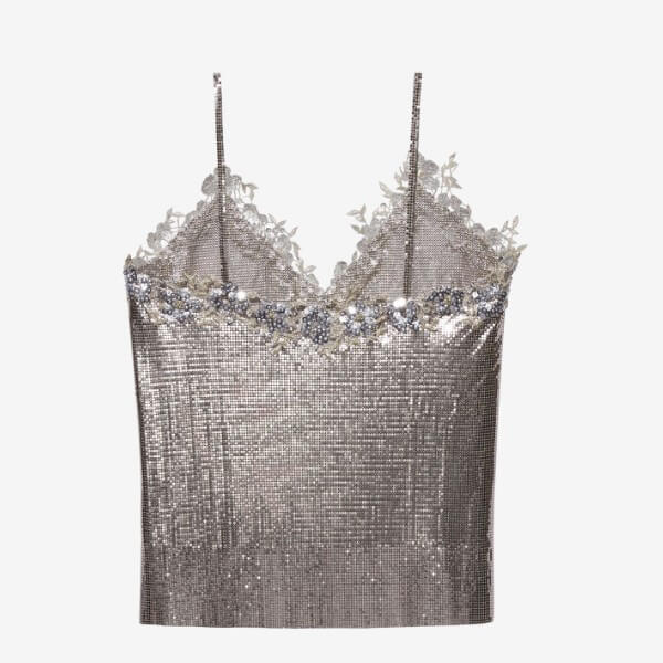 【バレンシアガ】CHAINMAILトップス☆メタリックメッシュ シルバー コピー 659090TKR538106