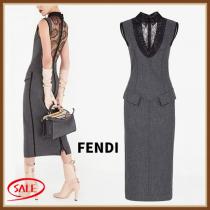 SALE◆20AW【フェンディ】Longuette カシミア グレー ワンピース 偽物 FDA9...