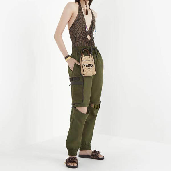 【フェンディ】ミニショッパーバッグ ラフィア偽物 2色 21SS 8BS051AFQPF0VPJ