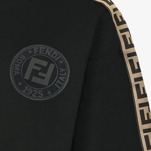 ☆フェンディ☆ FFロゴ リボン袖★ コットンＴシャツコピー WT/BK