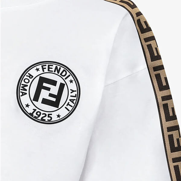 ☆フェンディ☆ FFロゴ リボン袖★ コットンＴシャツコピー WT/BK