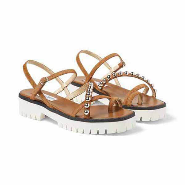 ジミーチュウ DESI FLAT プラットフォーム フラット サンダルスーパーコピー Cuoio