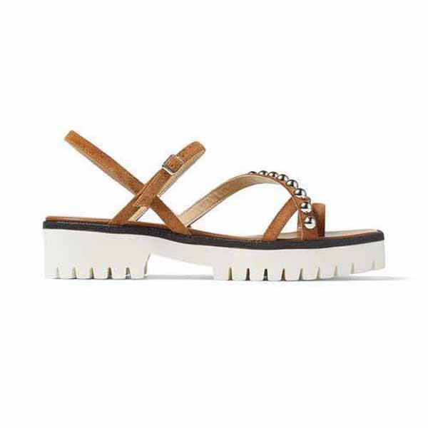 ジミーチュウ DESI FLAT プラットフォーム フラット サンダルスーパーコピー Cuoio