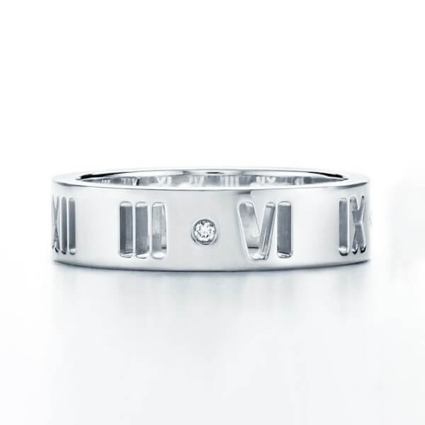 ペアでも【ティファニー アトラス リング 偽物】ダイヤ&ローマ数字☆人気!Pierced Ring