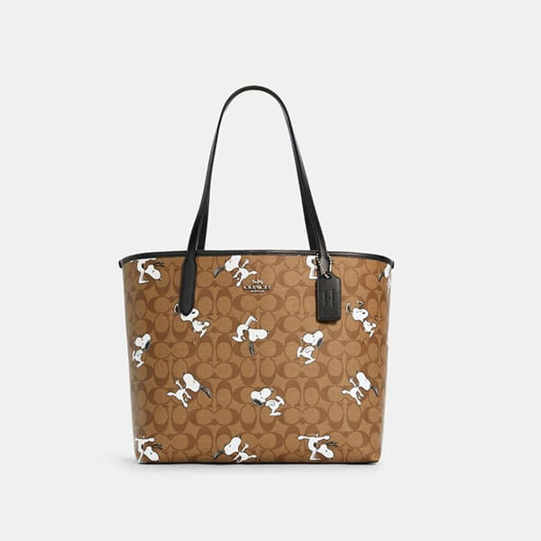 【コーチ X Peanuts】スヌーピープリントシティトート偽物