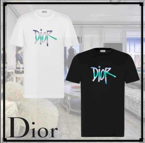 ロゴTシャツ偽物★ディオール AND SHAWN★グラフィックコットン/注目コラボ