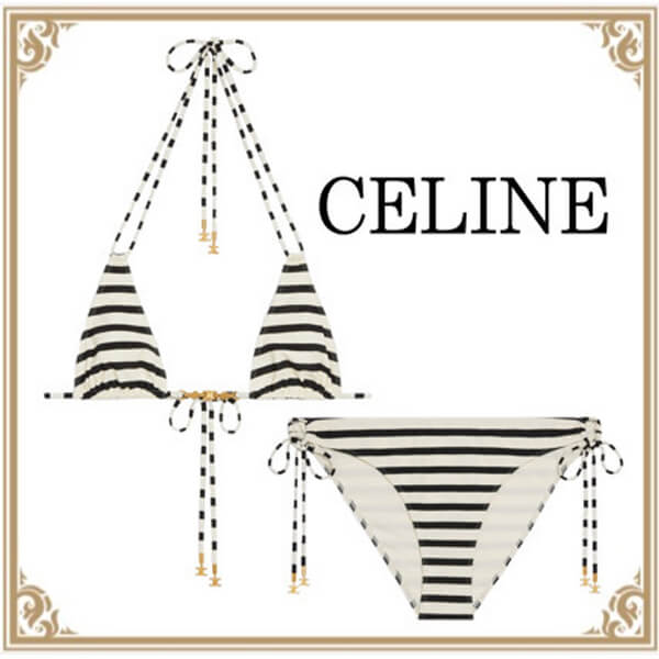 セリーヌ コピー☆ Striped Matt Jersey Bikini Top & Shorts Mariniere 2X787400O.01MH