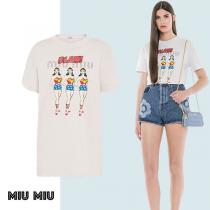 【ミュウミュウ】ワンダーウーマンプリント ロゴTシャツ偽物