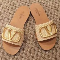 [ヴァレンティノ] ＶLOGO SANDAL 偽物ラフィアスライドサンダル