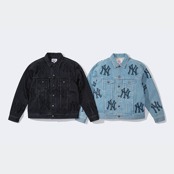 FW21 シュプリーム x ニューヨーク偽物 ヤンキース デニムトラッカージャケット ウォッシュド