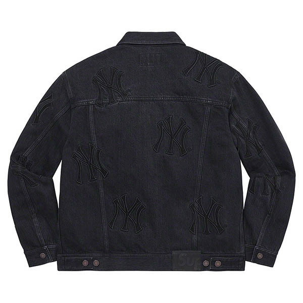 FW21 シュプリーム x ニューヨーク偽物 ヤンキース デニムトラッカージャケット ウォッシュド